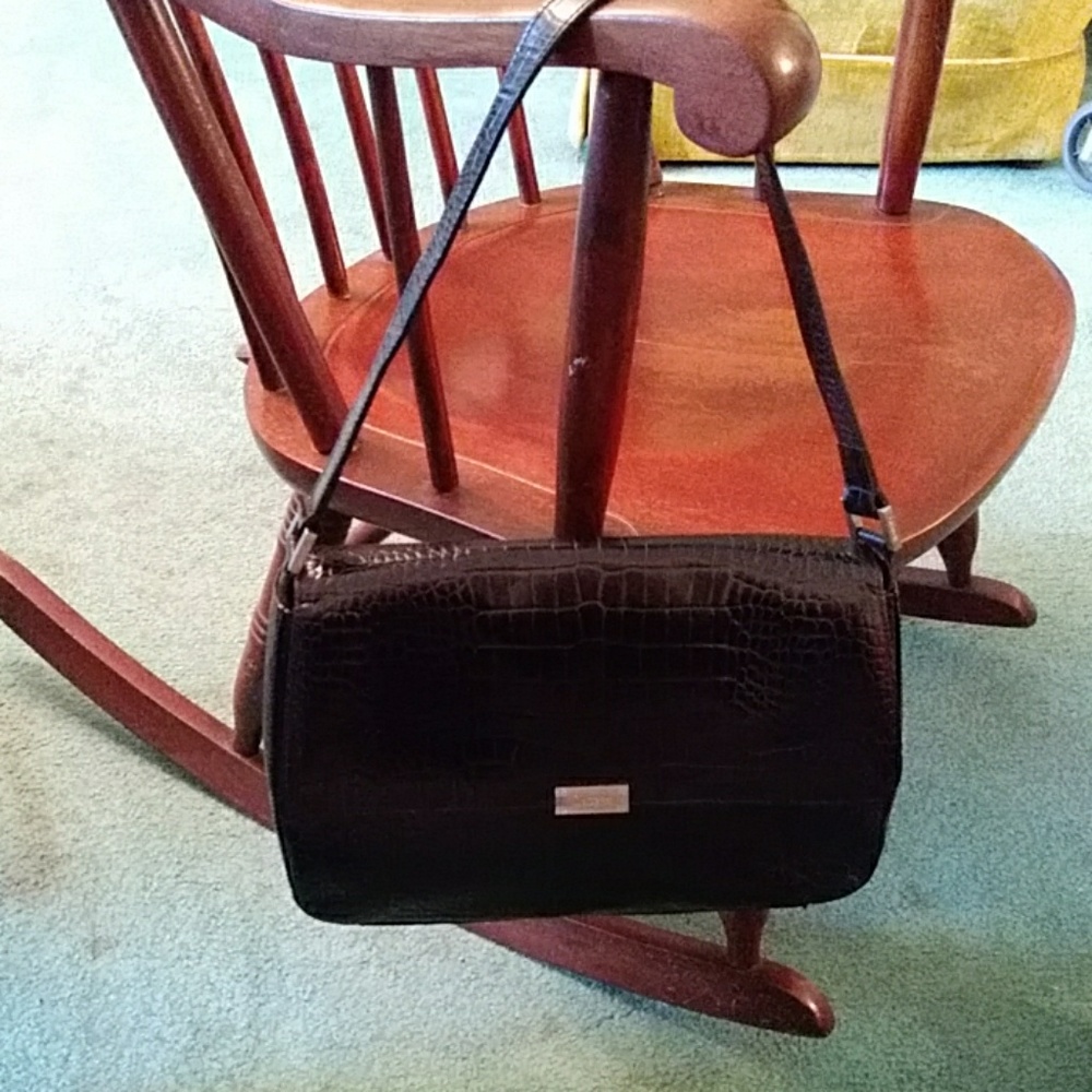 RALPH LAUREN CROCODILE PRINT LEATHER HANDBAG